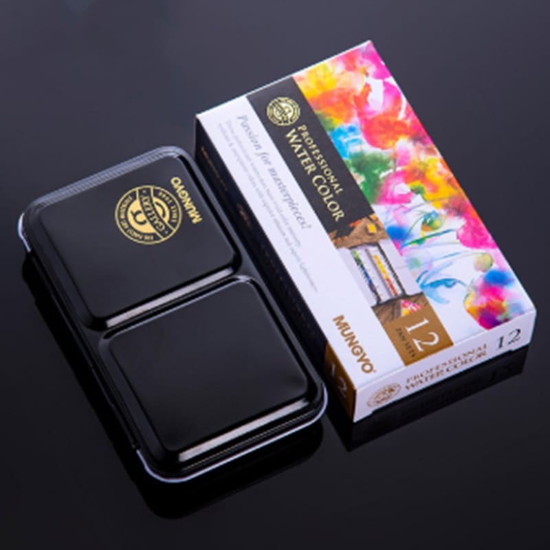 Ikane Studio Matériel d'art / Matière / Peinture 12 couleurs Palette d’aquarelle solide – 12 ou 24 couleurs