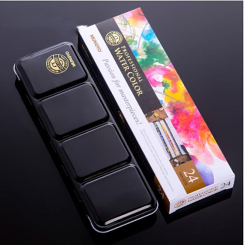 Ikane Studio Matériel d'art / Matière / Peinture 24 couleurs Palette d’aquarelle solide – 12 ou 24 couleurs