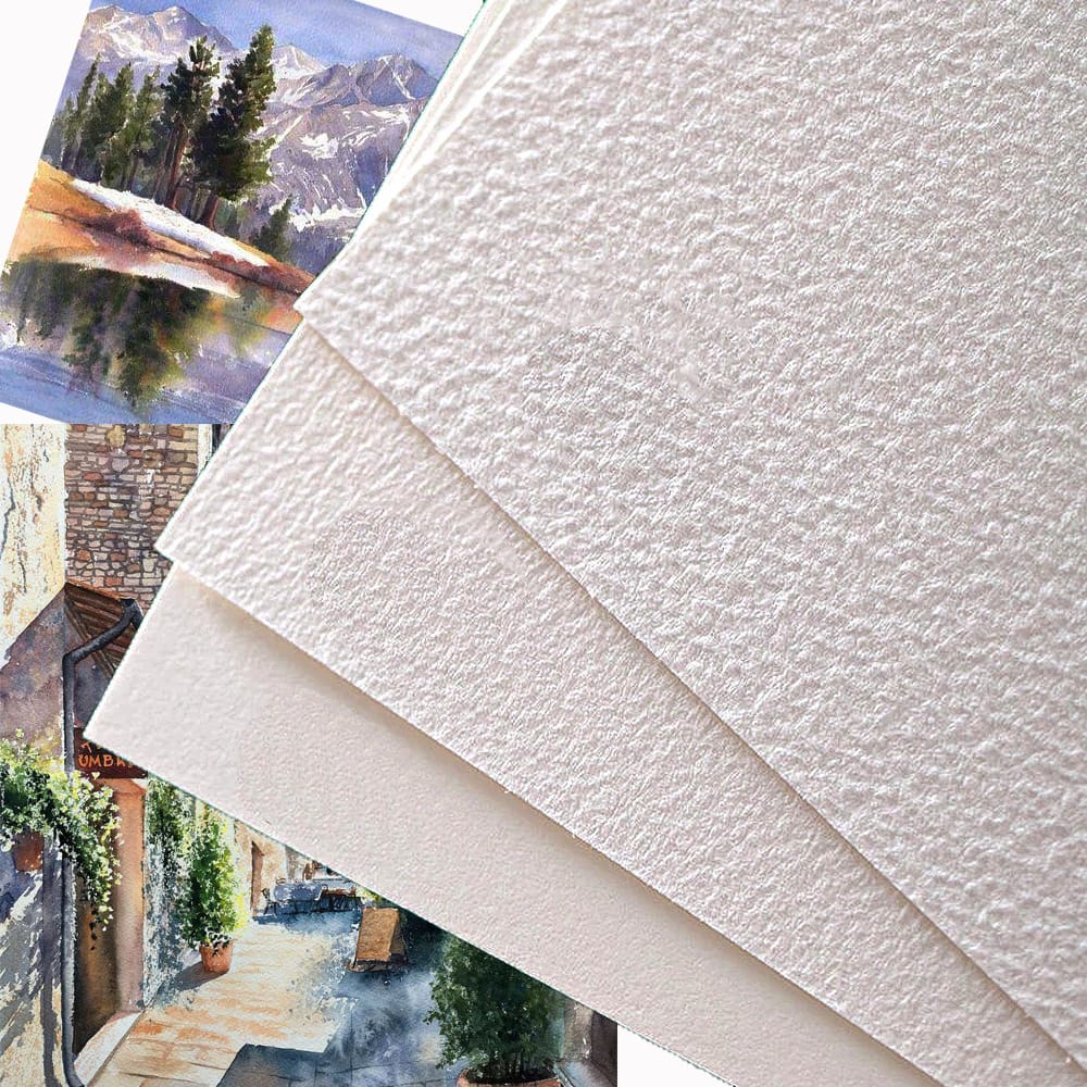 Ikane Studio Bloc de papier Fin Cartes en papier coton – 3 grains pour encre, dessin et aquarelle légère