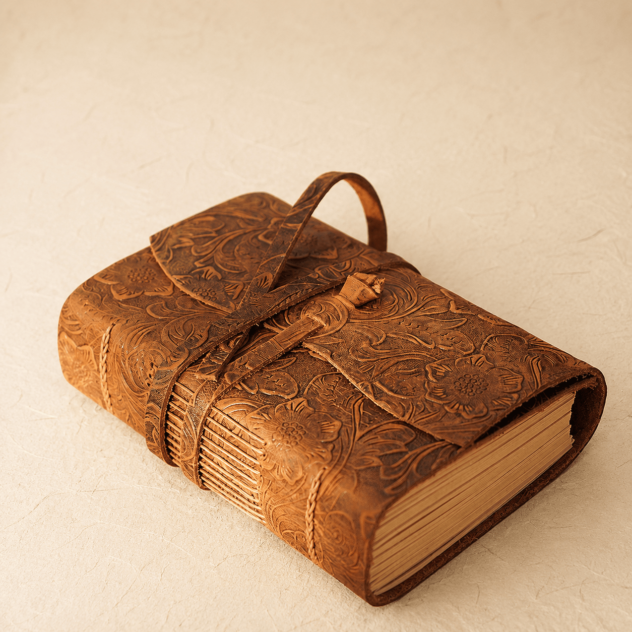 Ikane Studio Bloc de papier Gravé floral Carnet relié en cuir, 400 pages