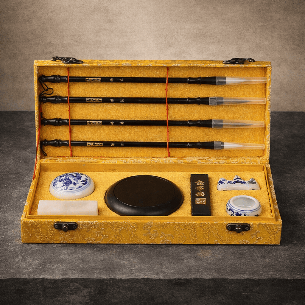 Ikane Studio Objet / Coffret / Cadeau Coffret textile “Quatre Trésors du Lettré” ensemble traditionnel