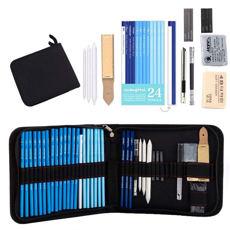 Ikane Studio Matériel d'art / Dessin / Crayon Set de dessin graphite & fusain — 39 pièces