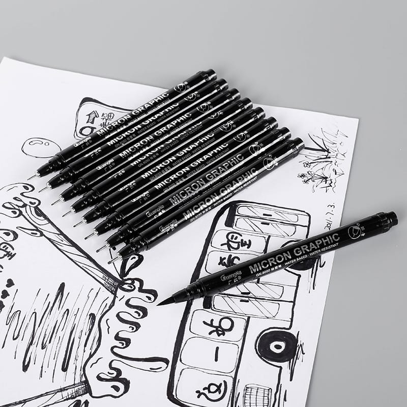 Ikane Studio Matériel d'art / Dessin / Crayon Set de 9 stylos techniques noirs