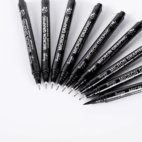 Ikane Studio Matériel d'art / Dessin / Crayon Set de 9 stylos techniques noirs