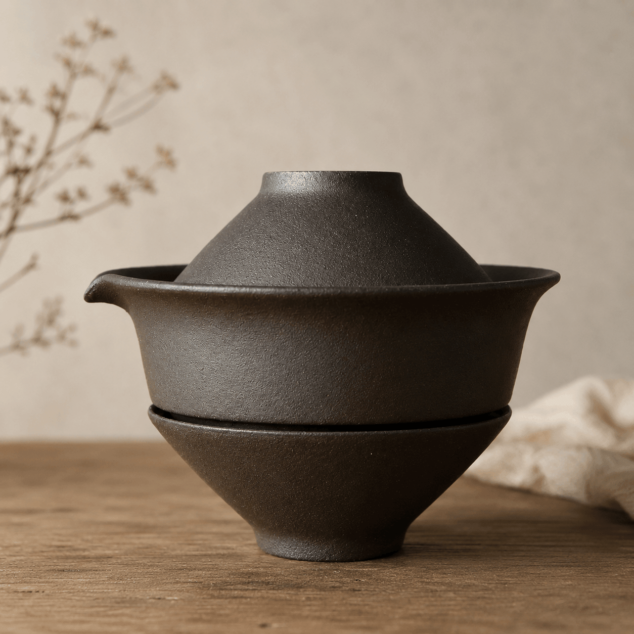 Ikane Studio Objets Gaiwan en grès deux tasses