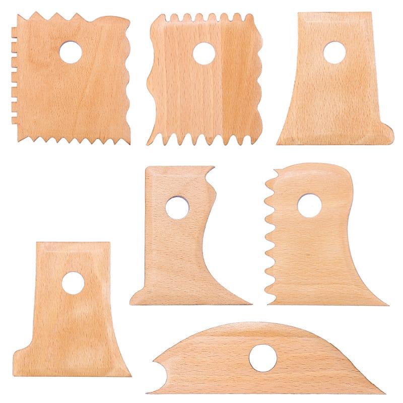 Ikane Studio Bloc de papier n°2 Kit de 7 estèques en bois pour sculpture