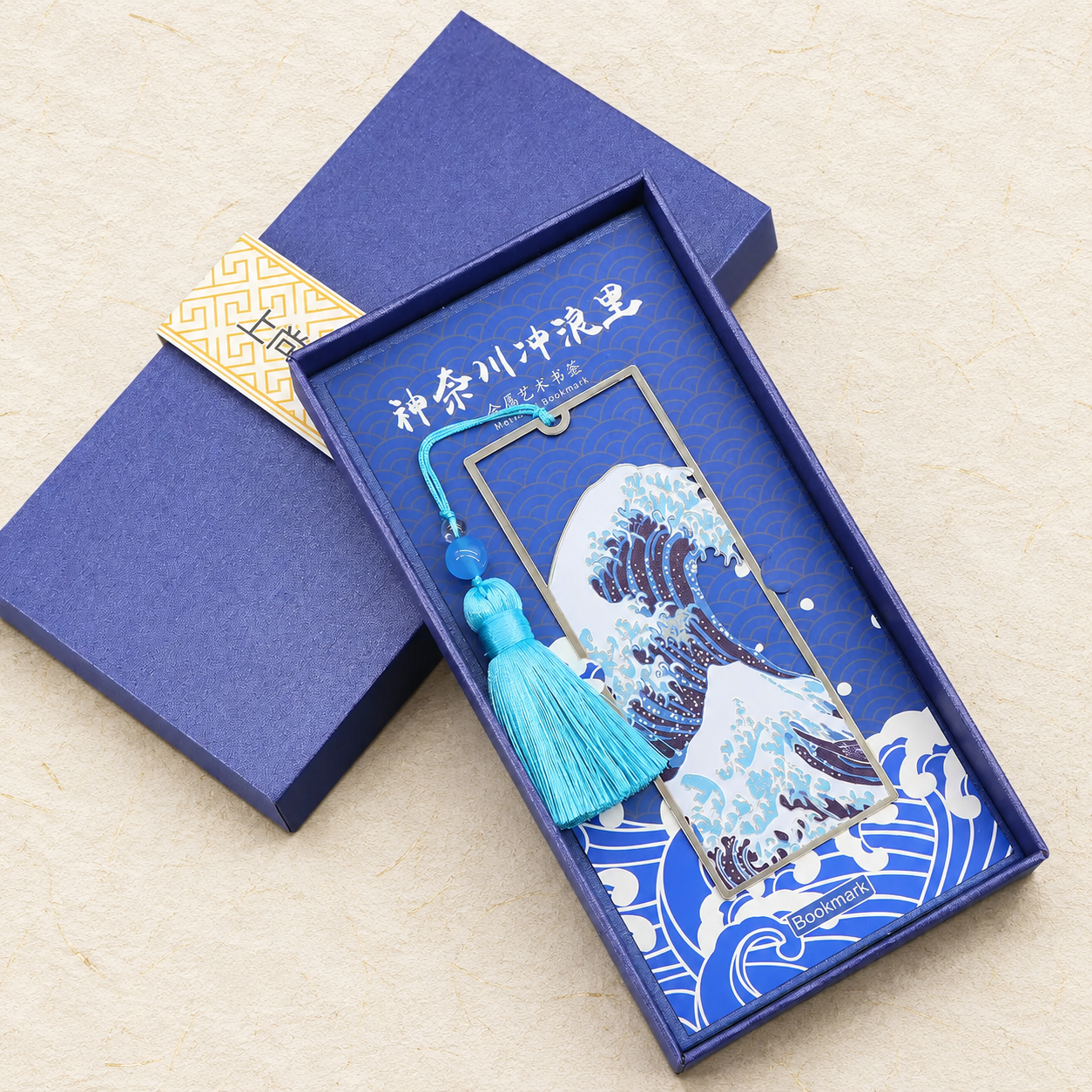 Marque page vague kanagawa dans coffret bleu