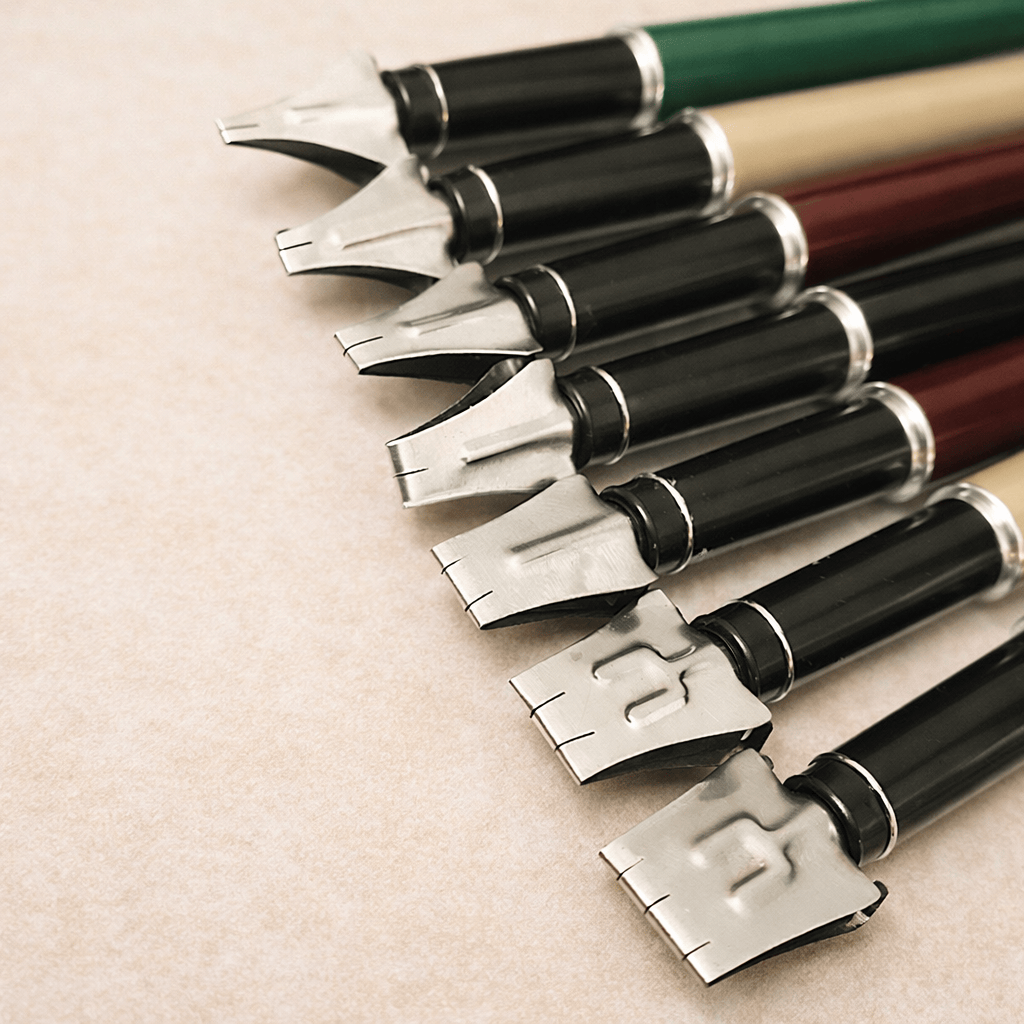 Ikane Studio Encre Set de 7 stylos de calligraphie à plume plate – lettering et tracé structuré