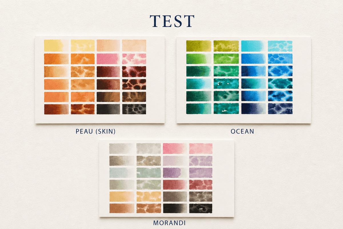 Compact watercolour palette for colour studies and washes