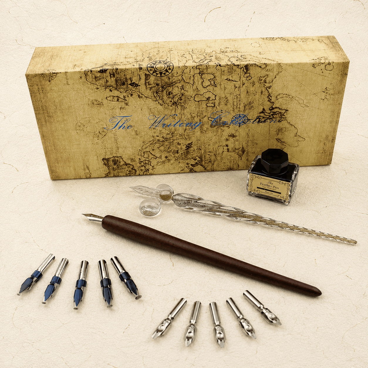 Ikane Studio Objet / Coffret / Cadeau Coffret d’écriture à l’encre plume en verre et porte-plume