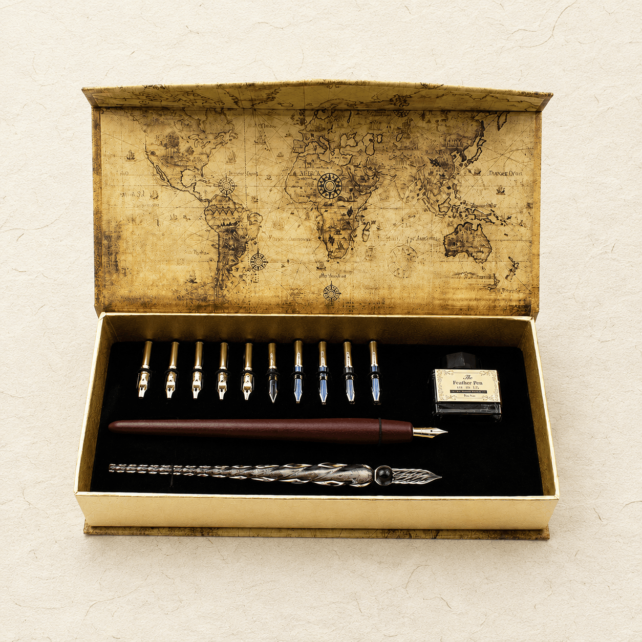 Ikane Studio Objet / Coffret / Cadeau Coffret d’écriture à l’encre plume en verre et porte-plume