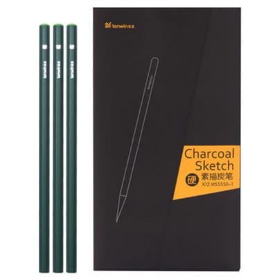 Ikane Studio Matériel d'art / Dessin / Crayon Dur Boîte de 12 crayons fusain — pour dessin, esquisse et ombrage