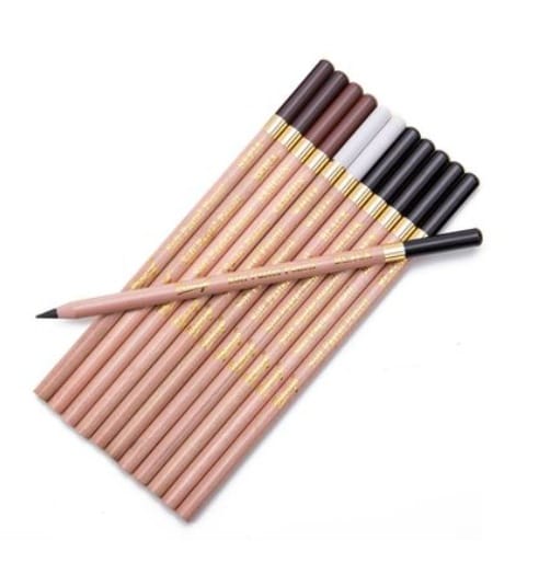 Ikane Studio Matériel d'art / Dessin / Crayon Set de fusains noir, blanc, sanguine & sépia