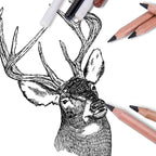 Ikane Studio Matériel d'art / Dessin / Crayon Set de fusains noir, blanc, sanguine & sépia