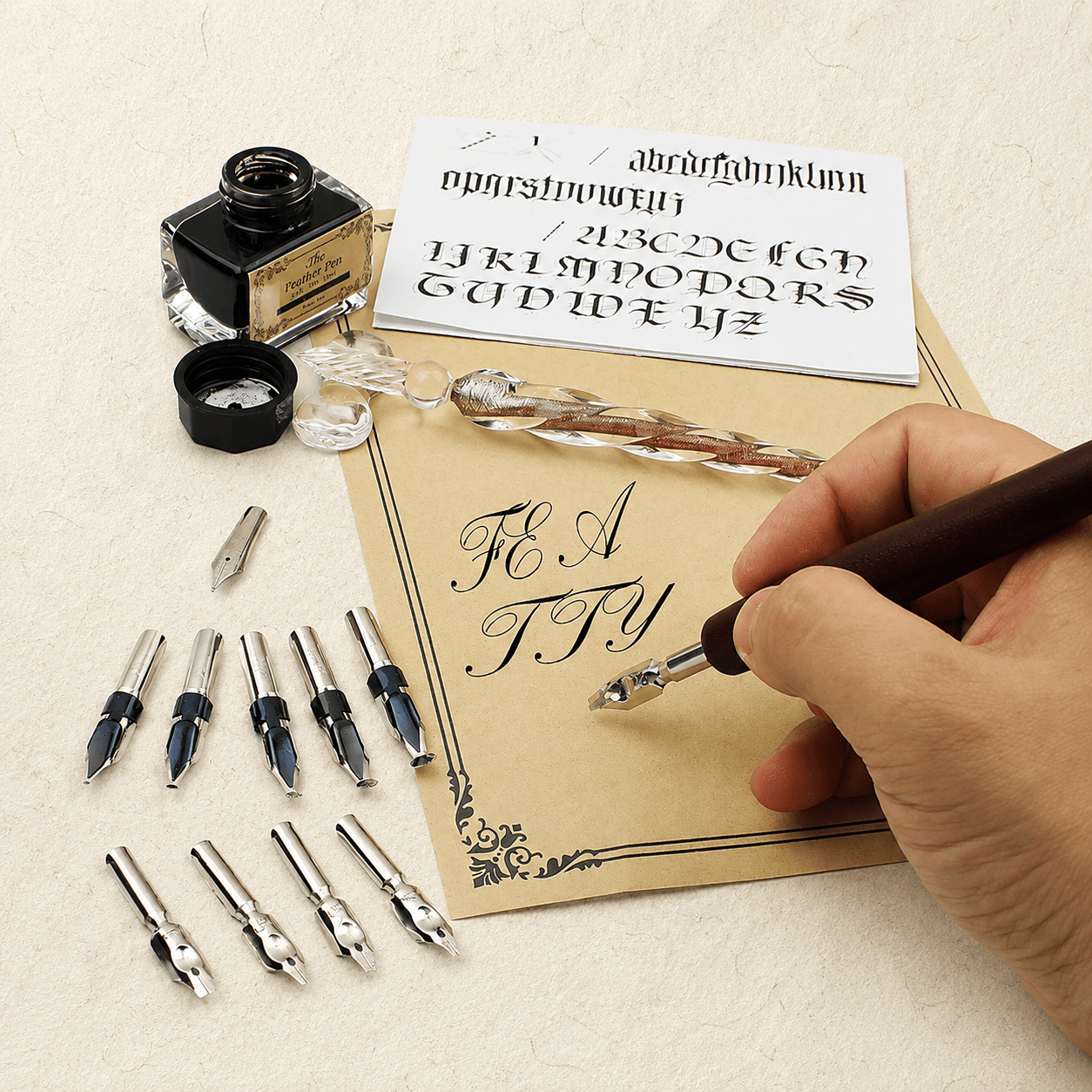 Ikane Studio Objet / Coffret / Cadeau Coffret d’écriture à l’encre plume en verre et porte-plume