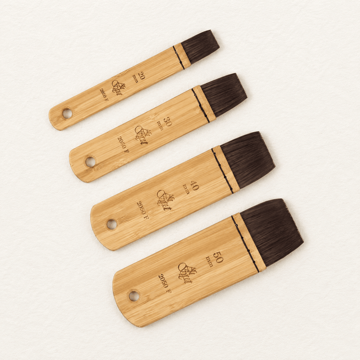 Ikane Studio Matériel d'art / Matière / Peinture Set de pinceaux plats en bambou — lavis, aplats et fonds aquarellés