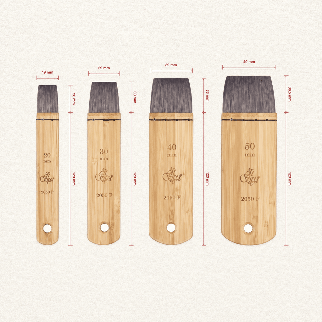 Ikane Studio Matériel d'art / Matière / Peinture Set de pinceaux plats en bambou — lavis, aplats et fonds aquarellés