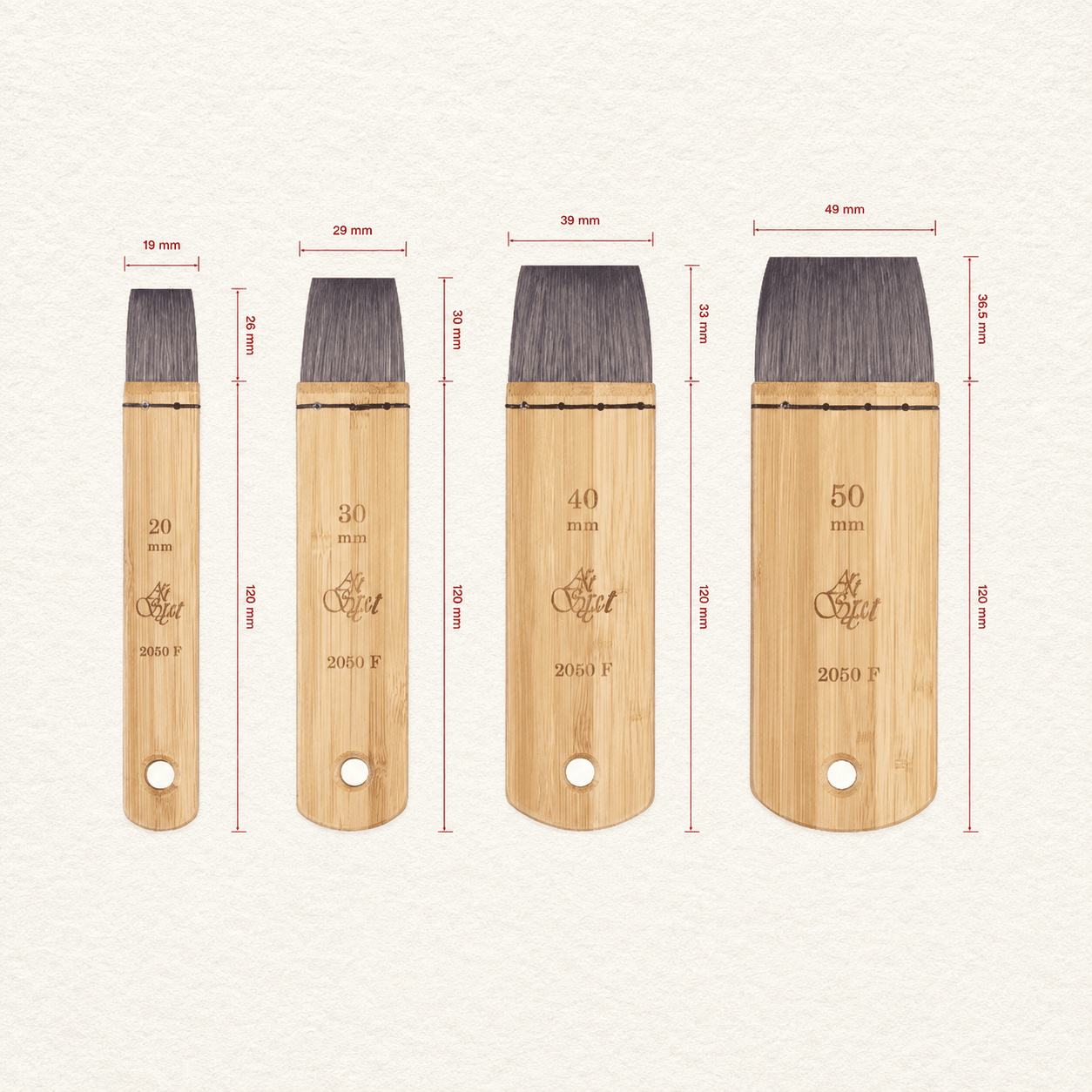Ikane Studio Matériel d'art / Matière / Peinture Set de pinceaux plats en bambou — lavis, aplats et fonds aquarellés